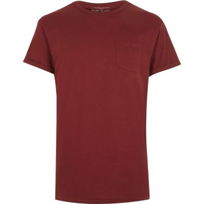 Dark red chest pocket t-shirt